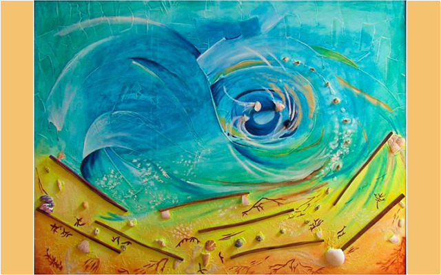 Mariana Attwell - Le Centre de la vague. 120 x 90 cm.