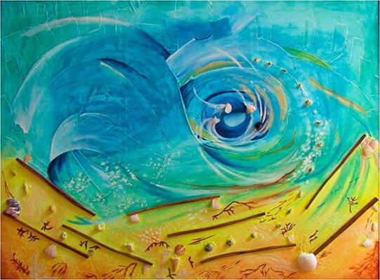 Mariana Attwell - Le Centre de la vague. 120 x 90 cm.